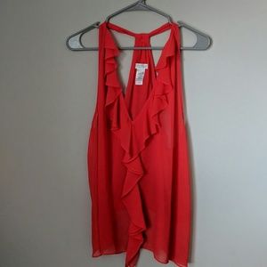 Bisou Bisou racer split back ruffle sleevless top